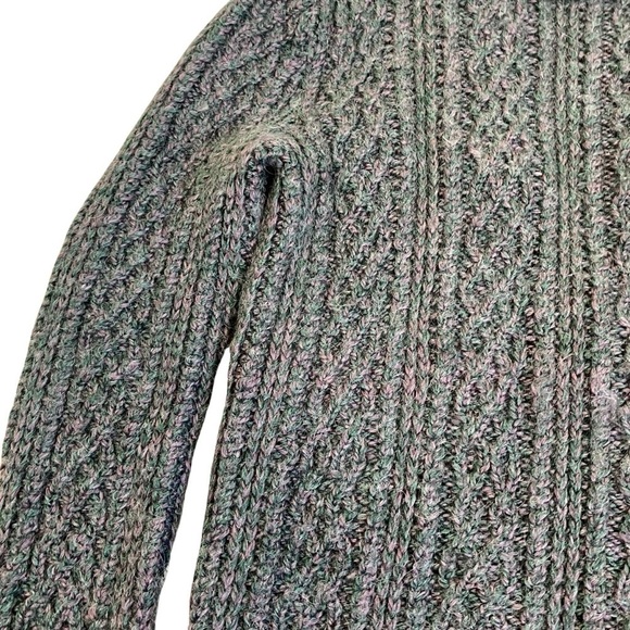 Vintage Mohair Blend Hand Knit Cardigan Sweater Fisherman Cable Knit Cozy Sz S - Picture 13 of 16